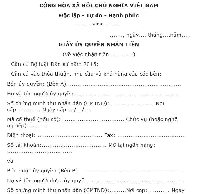 công chứng giấy ủy quyền nhận tiền online